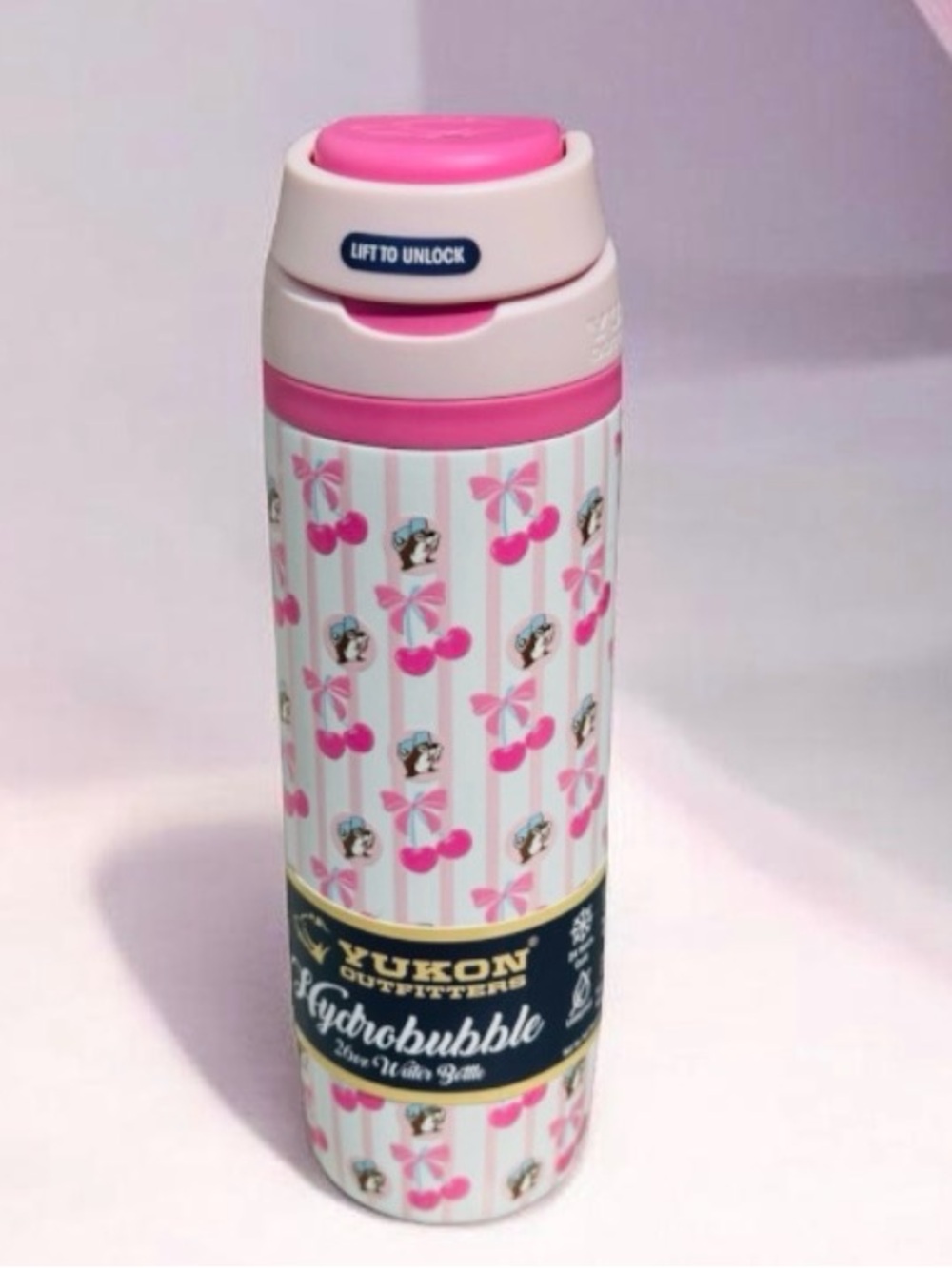 Buc-ee’s Pink Cherry HydroBubble Insulated Water Bottle - Size 26oz.